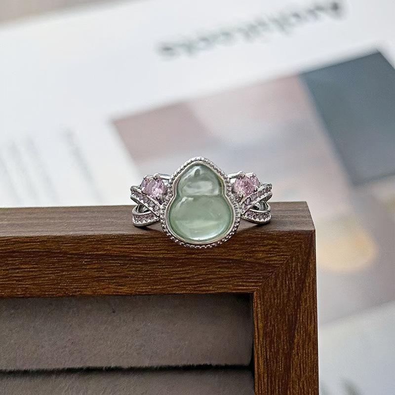 Zirkon Kürbis Offener Ring, Nationaler Stil Temperament, Tulpenblume Leichter Luxus Nische High-End Element Ring, Zeigefingerring.