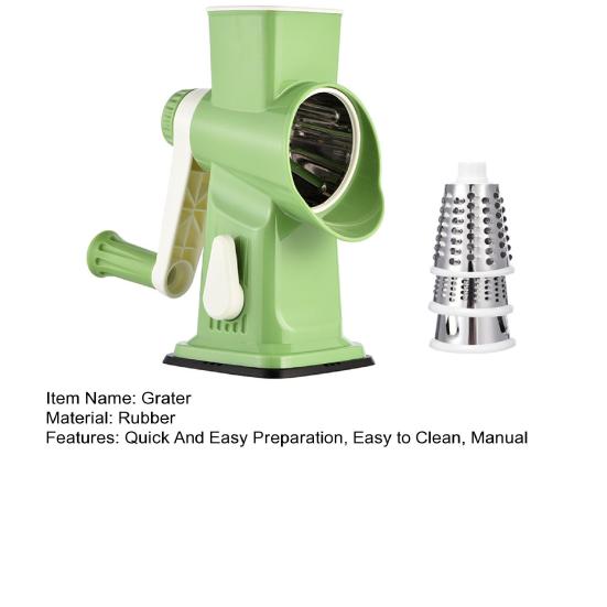 Rotary Cheese Grater with 3 Interchangeable Blades Multi-Function Manual Vegetable Slicer Quick Food Preparation Tool for Cheese Nuts And Salads
