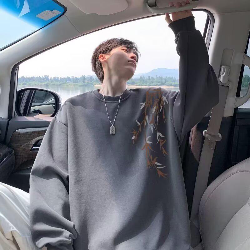 Men's Chinese Style Round Neck Hoodie - High-End, Loose Fit Casual Top