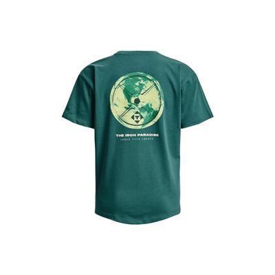 Project Rock Logo Print Crew Neck T-Shirt Women Tops Aqua 1376917-722