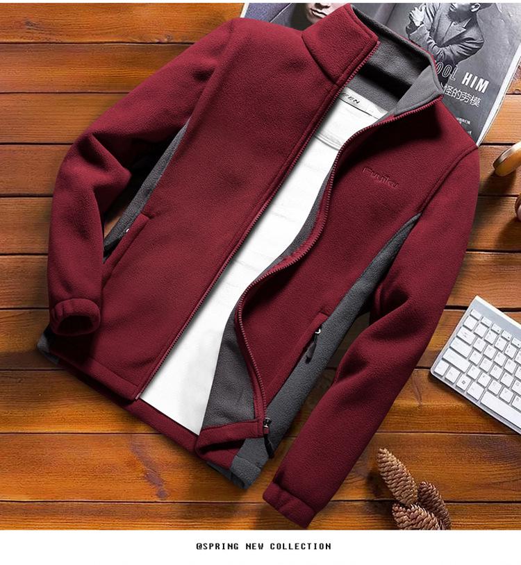 Men's Plus Size Thick Fleece-Lined Lambswool Winter Sweatshirt Jacket