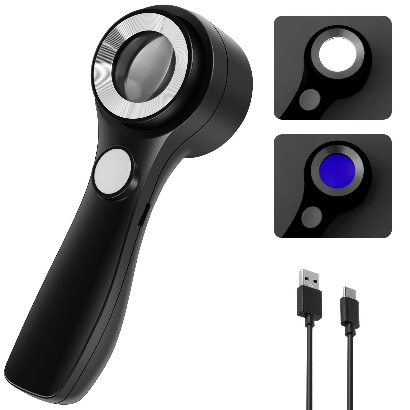 

Лупа Jewellers Loupe 60X USB перезаряджається монетна лупа з регульованою яскравістю шкали Ювелірна ручна лупа зі збільшувальним склом 60X чорний