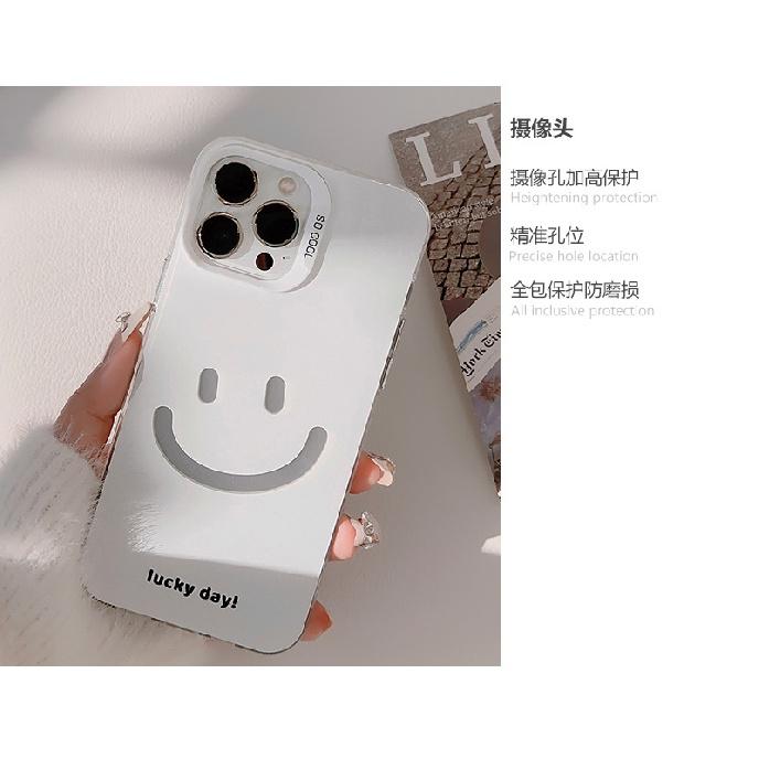 Electroplated Smiley Face iPhone 16 Case Suitable for 14 Pro Max, 12, Apple 13, Simple Korean Style, 17 Shockproof, 14 Hard