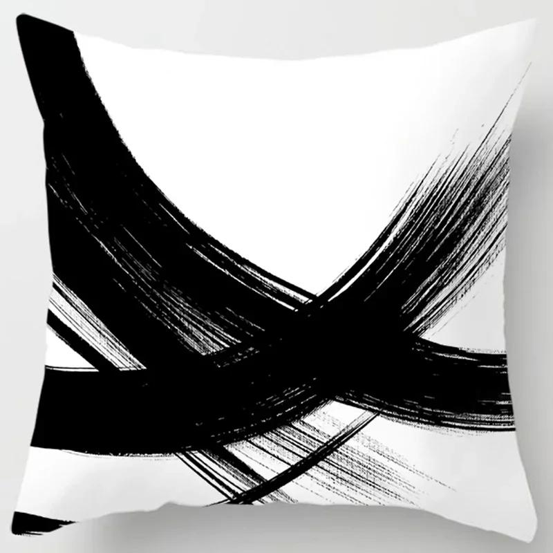 Simple Ink Style Art Printing Pattern Cushion Cover Home Living Room Sofa Decoration Polyester Square Pillow