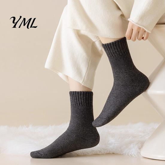 Warm Winter Gifts for Her Women Thickened Socks, Solid Color Mid Calf Thermal Fleece Lined Soft Plush Socks Crew Cold Weather, Hosiery Daily
