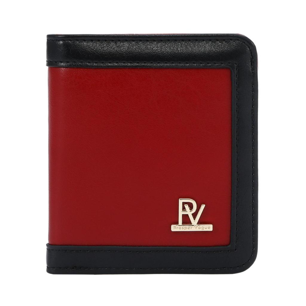 New Women's Lightweight Calfskin Wallet - Patchwork Color Block Design, Multi-Card Slots, Portable & Versatile.