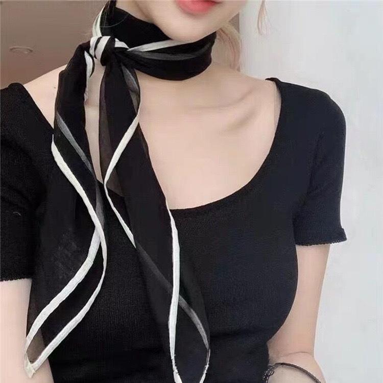 Solid Color Square Scarf Women's Scarf Versatile Decorative Scarf Thin Hair Scarf
