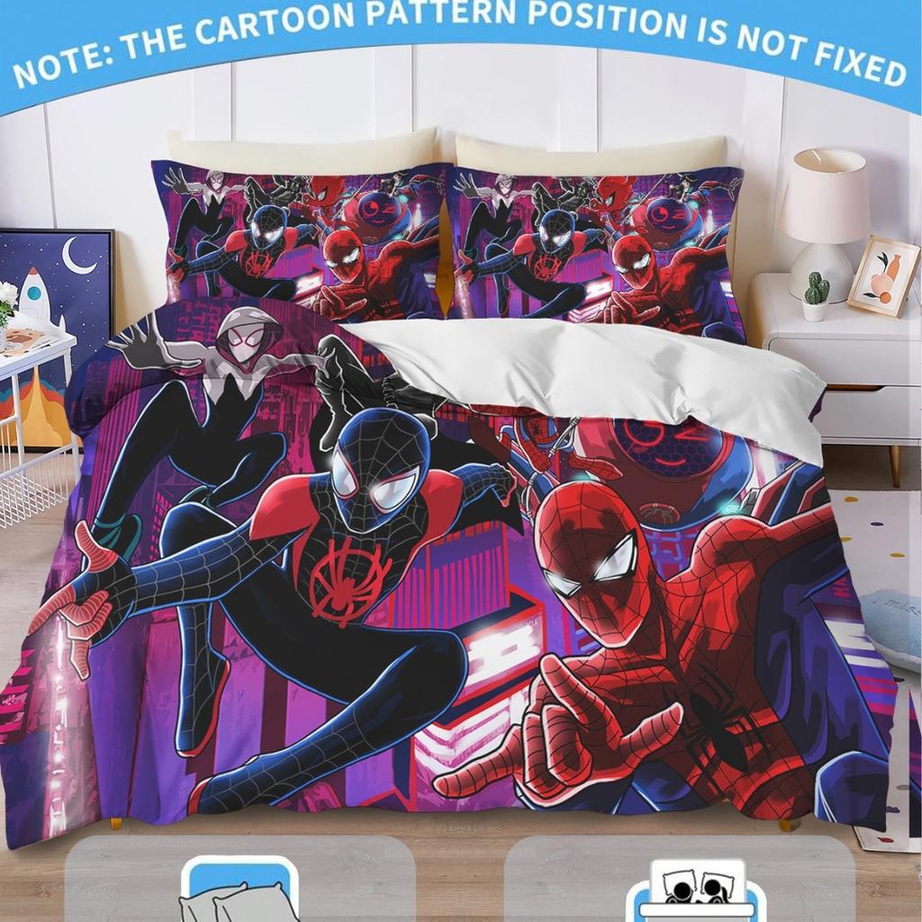 Boys Anime Heroes Spiderman Bedding Set,Spider-Man Duvet Cover Set Pillowcases 75*50 with Zipper Quilt Cover for Kids and Adults