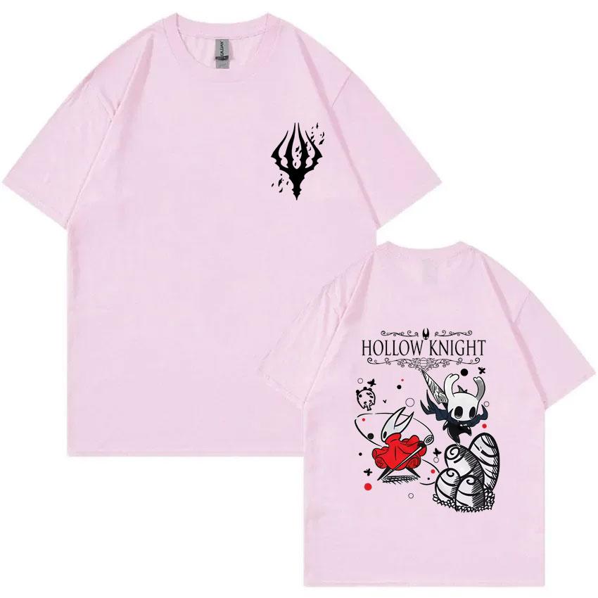 Hollow Knight Doppelseitiges Grafik-T-Shirt Unisex Damen Spiel-Liebhaber T-Shirts Unisex Mode Cartoon Übergroßes Kurzarm-T-Shirt