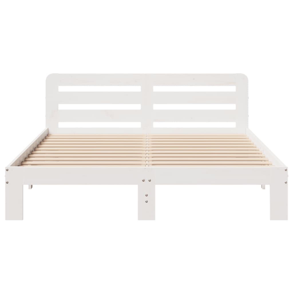 Solid Wood Bed Without Mattress White 140 X 200 Cm Pine Wood
