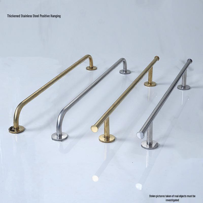 

Stainless Steel Wall-Mounted Clothing Display Rack with Vertical and Horizontal Hanging Bars Stainless Steel 80cm Bent End