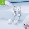 S925 Sterling Silver Bead Fringed Ear Buckle Smart Shining Long Face Small Earrings Earrings