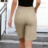 Women's Knee Length Cargo Shorts,Casual High Waisted Drawstring Bermuda Shorts With Pockets For Summer Hiking Work