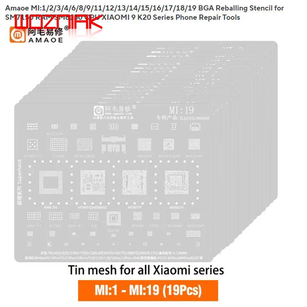 Amaoe MI:10/2/3/17/8/9/11/12/13/14/15/16 BGA Reballing Stencil for SM7150 RAM SM8150 CPU XIAOMI 9 K20 Series Phone Repair Tools