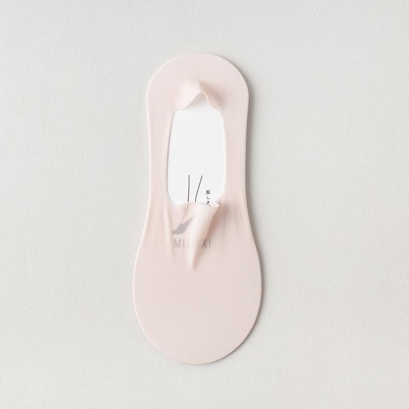 Summer Thin Boat Socks for Women, Solid Color, Versatile, Mesh Breathable, Shallow Mouth, Invisible Socks, Silicone Anti-drop, 100 Cotton Short Tube