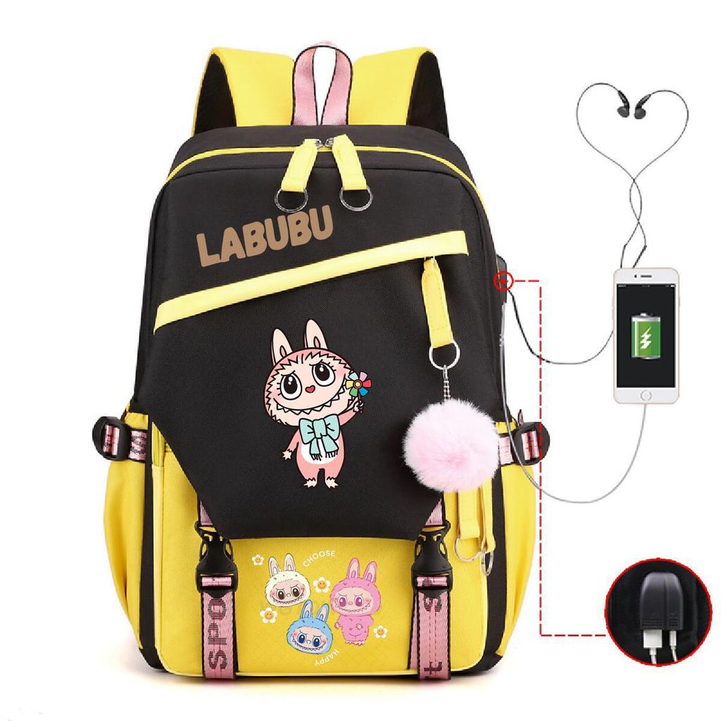 Cute Children's Schoolbag Contrasting Color Neutral Casual Backpack Cartoon Printing Primary and Secondary School Students