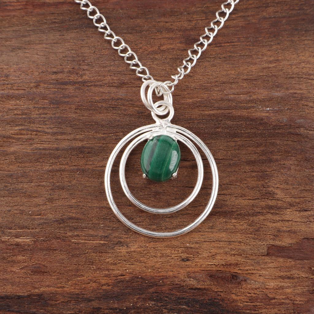 Malachite Pendant, 925 Sterling Silver Pendant Jewelry. Handmade Pendant Gemstone Jewelry Gift For Women