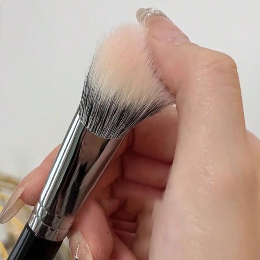 1 Stück Abgeschrägter Rougepinsel Ziegenhaar Verblendung Wangen Rouge Make-up Werkzeug, Foundation Pinsel, Concealer Pinsel, Konturpinsel, Bronzer Pinsel, Puderpinsel