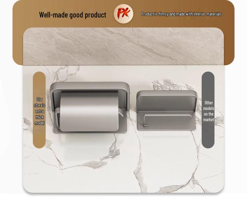 Waterproof Wall-Mounted Toilet Paper Holder with Lid, Punch-Free Installation