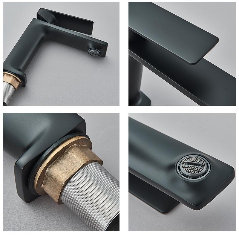 Basin Faucets Hot and Cold Bathroom Hot Cold Water Mixer Tap Chrome/Black Single Handle Basin Water Sink Deck Mounted