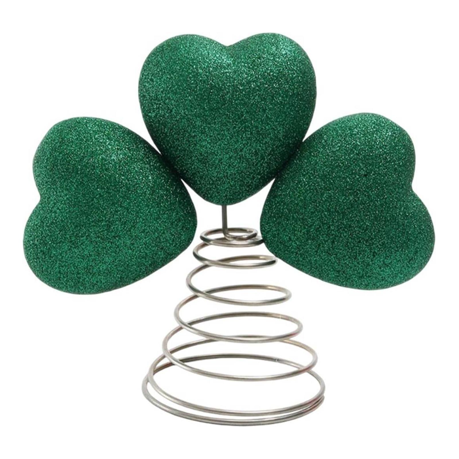 

St Patricks Day Tree Topper Heart Shamrock Tree Topper Holidays Ornament for Spring Holiday Festival Party Supplies