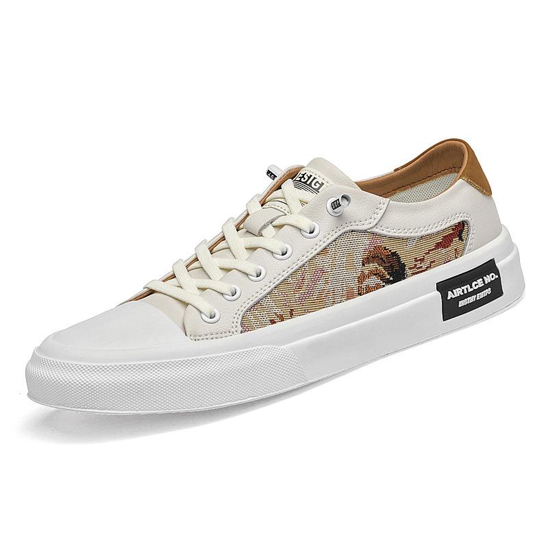 

Мужские кеды дышащие тонкие мужские повседневные туфли модные креативные кожаные мужские туфли универсальные кожаные туфли мужские бело-синие 44 бежевый