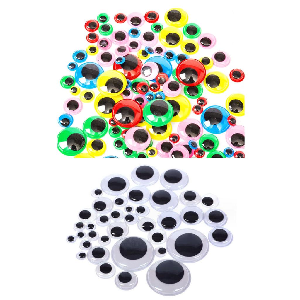 200Pcs Googly Eyes Self Adhesive Craft Eyes Plastic Round Eyes Wobbly Eyes for DIY Scrapbooking Toy Paper Craft