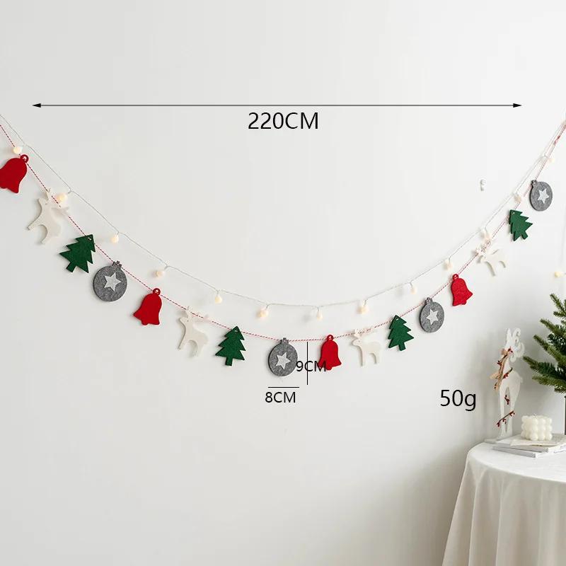 

1Pcs Christmas Cartoon Wool Felt Pull Flag Banner Hanging Ornament for Christmas Tree Party Festival Decoration