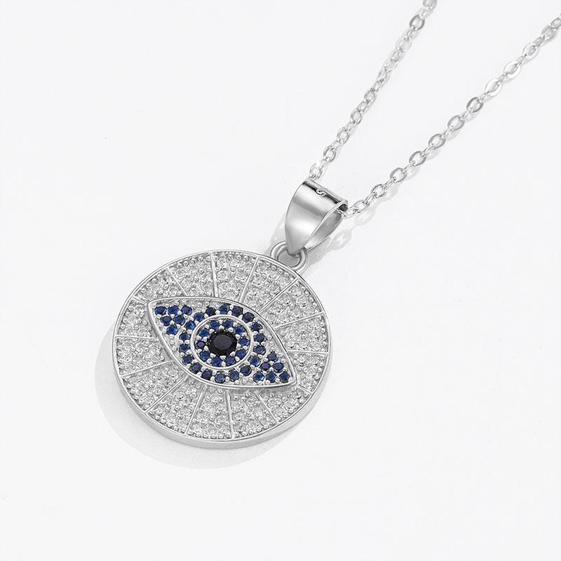 925 Sterling Silver Fine Pendant Necklace Eye Gemstone Trendy Zircon Encrusted for Anniversary Fashion Jewelry Making Women's