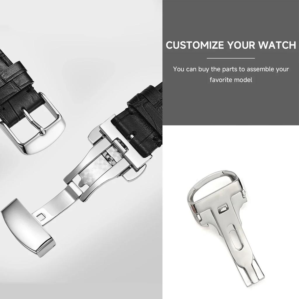 Ersättningsspänne för klocka i rostfritt stål 12/14/16/18/20 mm Vikbart klockspänne för Cartier Blue Balloon Watch Guld/Silverfärg