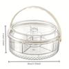 Transparent Divided Serving Tray with Lid & Dipping Sauce Section - Rotating Fruit Vegetable Tray for Party Picnic Catering