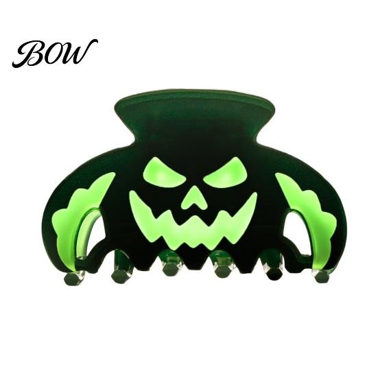 Funny Ghost Face Hair Clips Halloween Claw Clips, Luminous Pumpkin Pattern Acrylic Anti-slip Cute Bat Glow in The Dark Grippers for Women Girls Daily