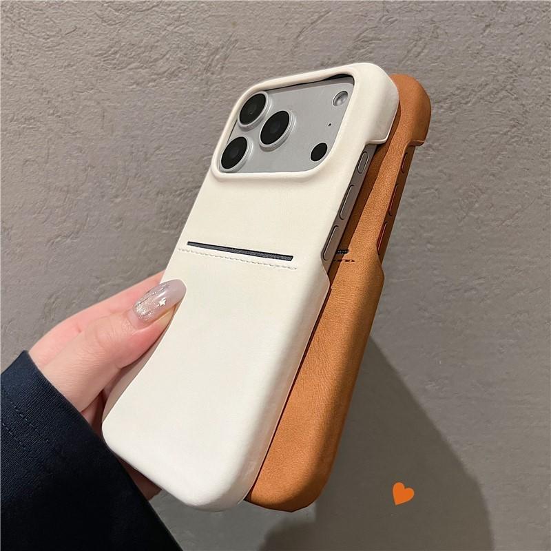 Business PU Leather Card Holder Wallet Bumper Case For iPhone 17 Air 16 15 14 13 12 Pro Max Plus Shockproof Matte PC Soft Cover