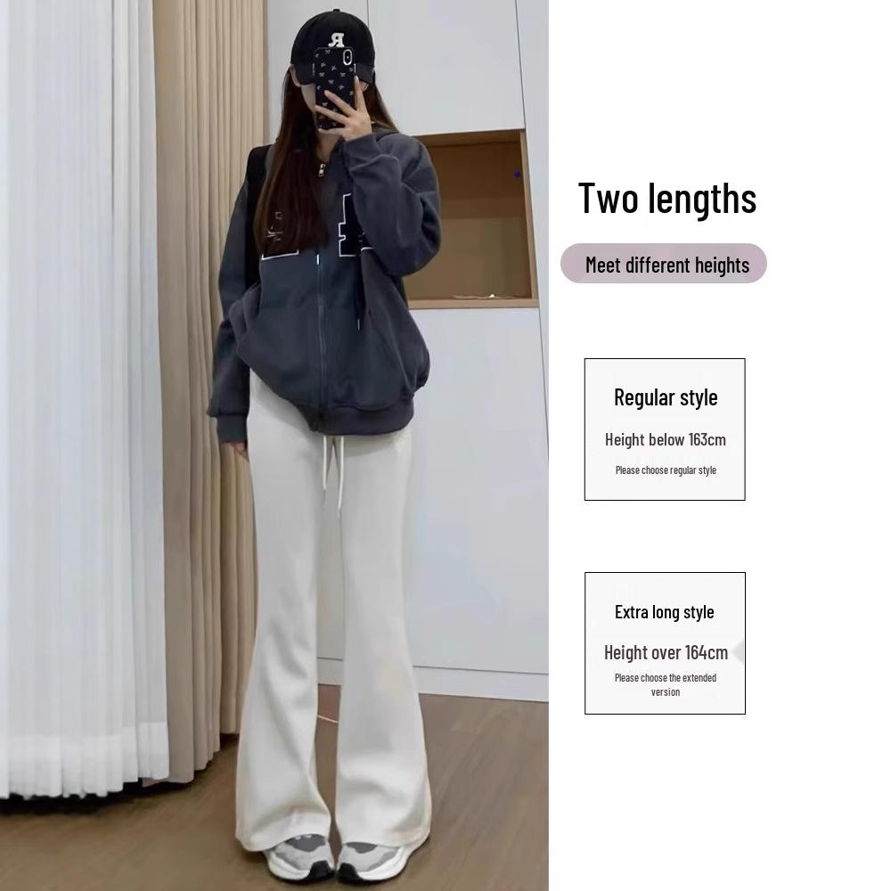 

Petite Women s High-Waist Micro-Flare Sweatpants - Slimming, Casual, 145cm Spring/Autumn Pants. XS (60-79 lbs)