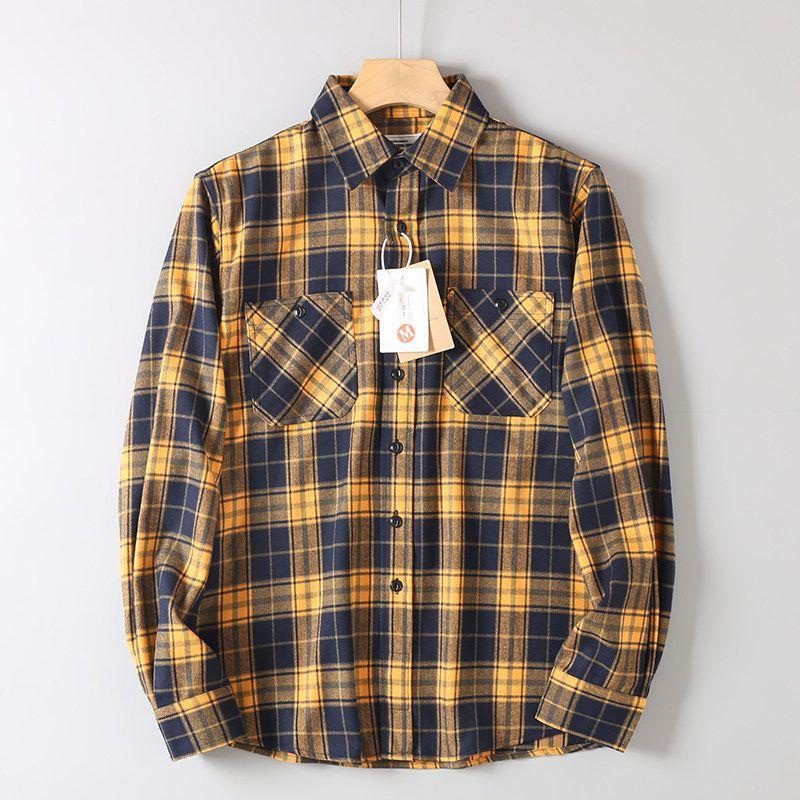 Soft Texture Foreign Trade Export Unisex Shirts, Spring and Autumn Vintage Loose Versatile Plaid Long-Sleeve Shirts