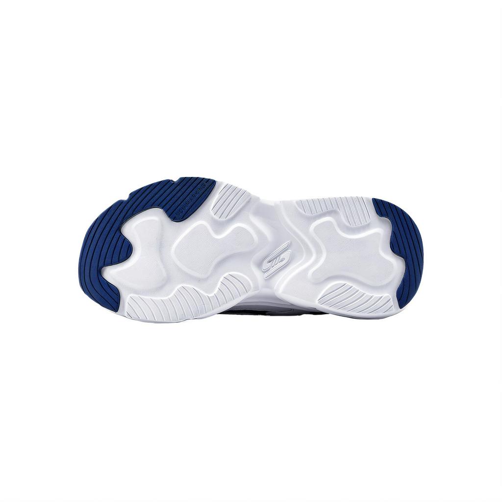 Skechers Kids Leather Comfortable Versatile Non-Slip Shock Absorbing Low-Top Casual Shoes Kids Sneaker White Navy-Blue 405304L-WNV