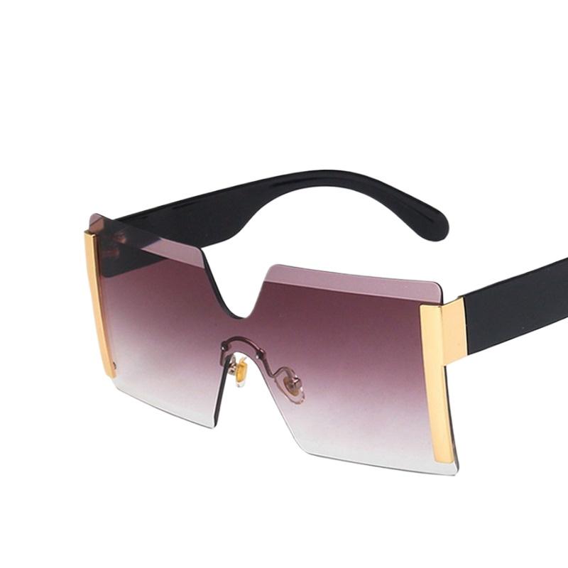 European American Conjoined Frameless UV400 Protection Sunglasses Woman Versatile Stylish Big Frame Personalized Resin Sun Glasses gafas