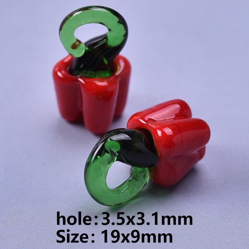 15pcs Mixed Glass Pepper Cherry Cabbage Pendants For Jewelry Making Supplies Red Apple Fruit Charm Pendant DIY Keychain Material