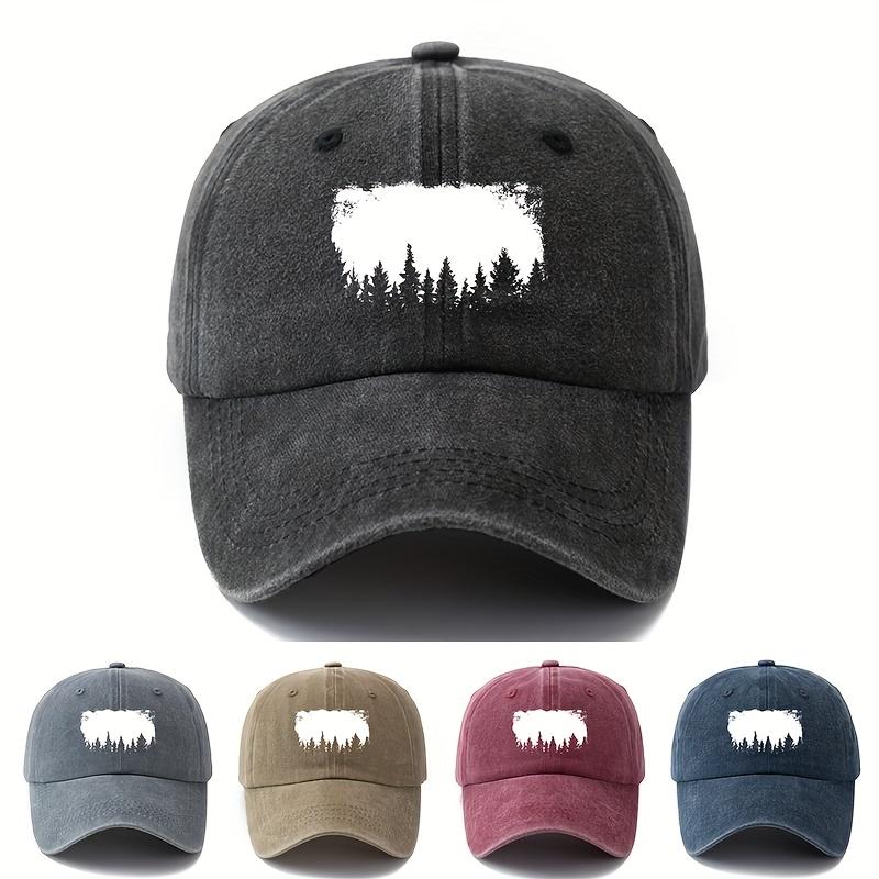 Printed White Forest Baseball Cap, Fashionable and Versatile, Outdoor Sun Protection, Duckbill Cap, Vacation, Travel, Camping