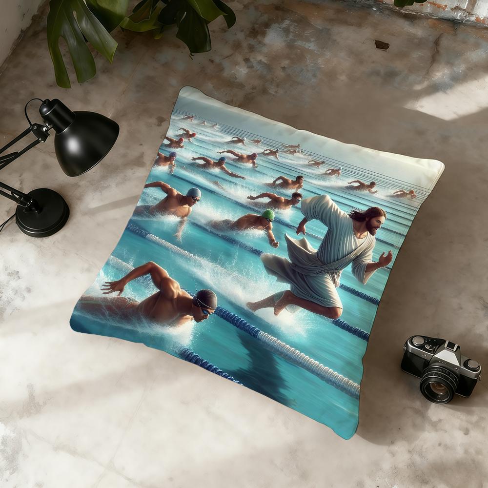 Cool Jesus Swimming cushion cover Home Office Convenient Nordic Simplicity Hit With Zipper Cushion Cover