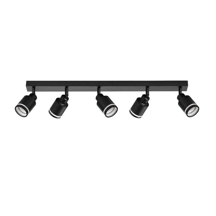 Plafonnier - NETTLIFE - Plafonnier GU10 5 ampoules - Noir - Métal - Spots orientables 350°