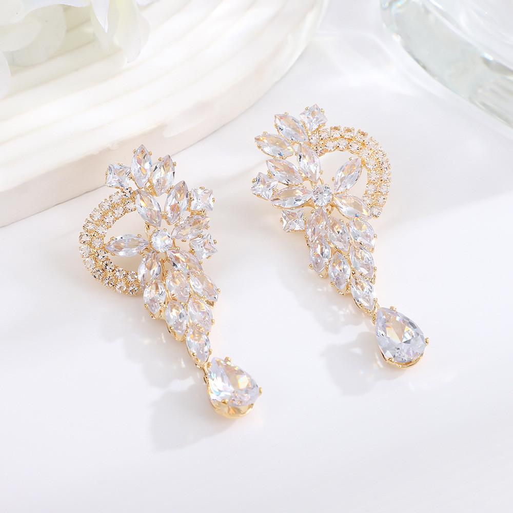 Eleganti Orecchini Pendenti Geometrici Con Zirconia Cubica Per Matrimonio E Abbigliamento Serale
