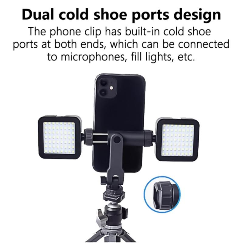 Adjustable Phone Clamp Holder with 360 Degree Rotation & 180 Degree tilts Cell Phones Tripods Mount for Mobile Photography