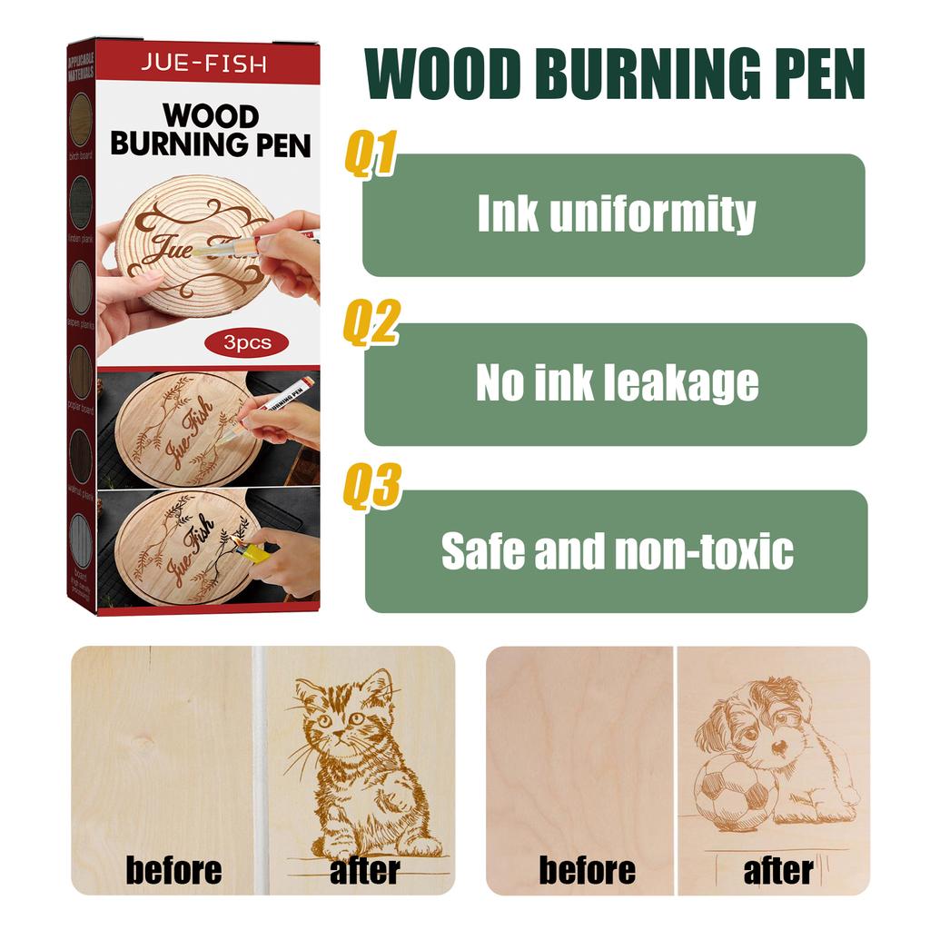 Wood Burning Pen Quickly Depict Beautiful Patterns Handmade Wood DIY Ink Evenly Distributed Safe Ingredient Wood Burning Pen Set