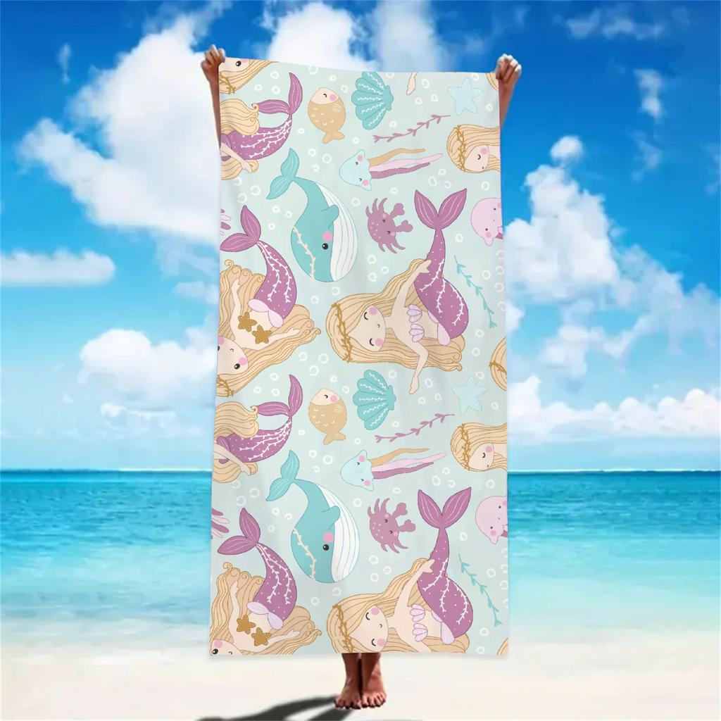 Cute Beach Towel Cartoon Bath Towels Absorbent Quick-Drying Soft Yoga Swimming Outdoor Pool Towel Birthday Gift For Kids Adult