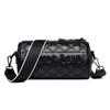 Leather women's bag rhombus cylinder bag new trendy fashion embroidered thread shoulder messenger bag first layer cowhide pillow bag