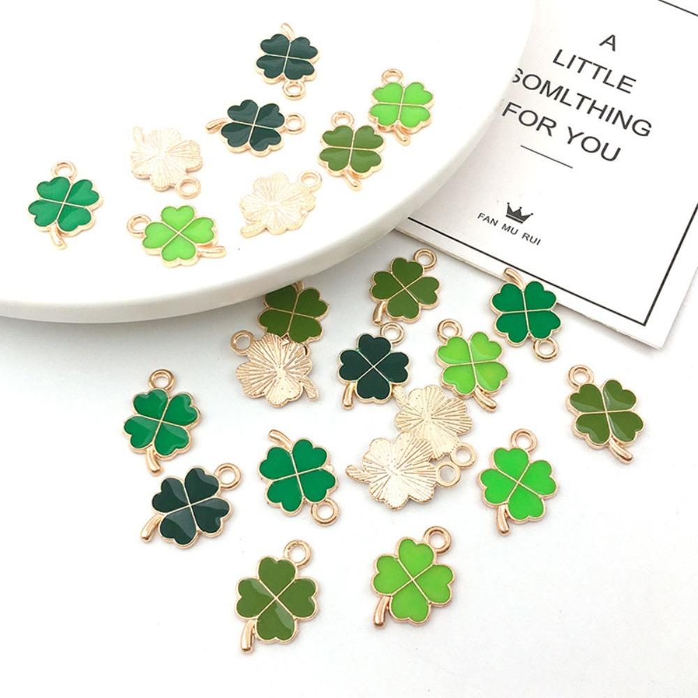 48pcs Four Leaf Clover Four Leaf Clover Charm Pendants Alloy Shamrock Charms  for DIY Crafts