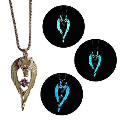 Collier Loup Lumineux Punk Fluorescent Nuit Argenté