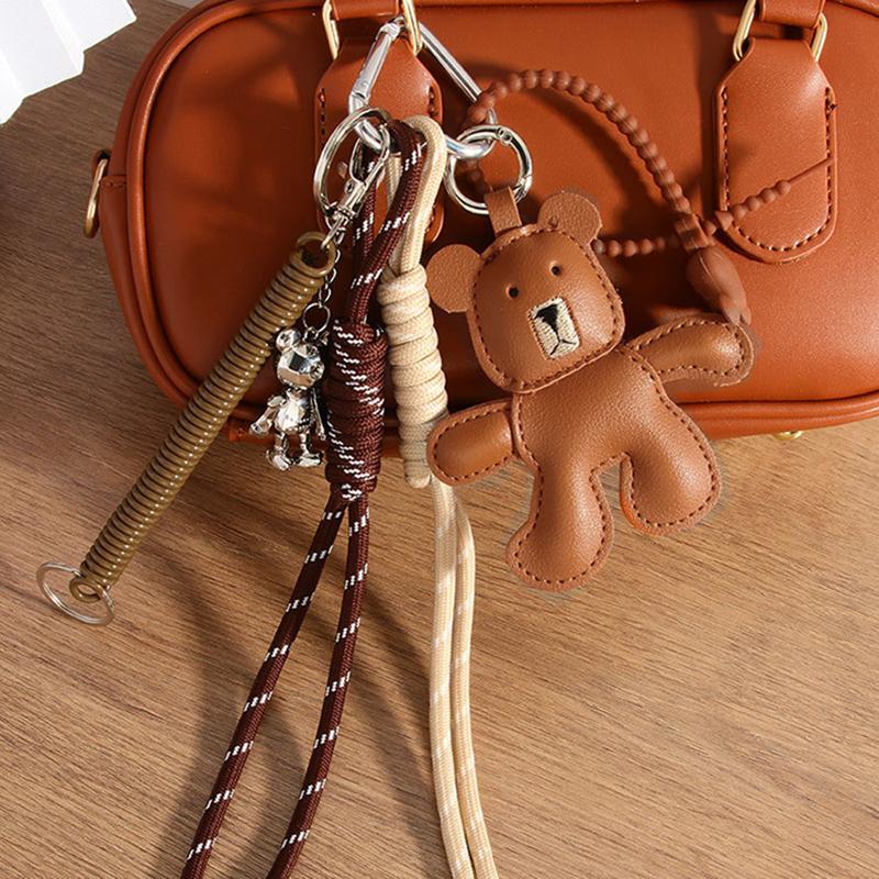 Yogodlns Faux Leather Cute Bear Mini Backpack Hanging Handbag Pendant Bag Pendant Bags Accessories