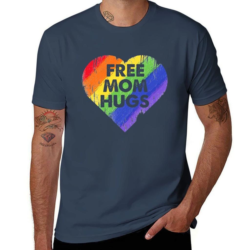 Free Mom Hugs TShirt Basic Plain Tee for Spring and Summer